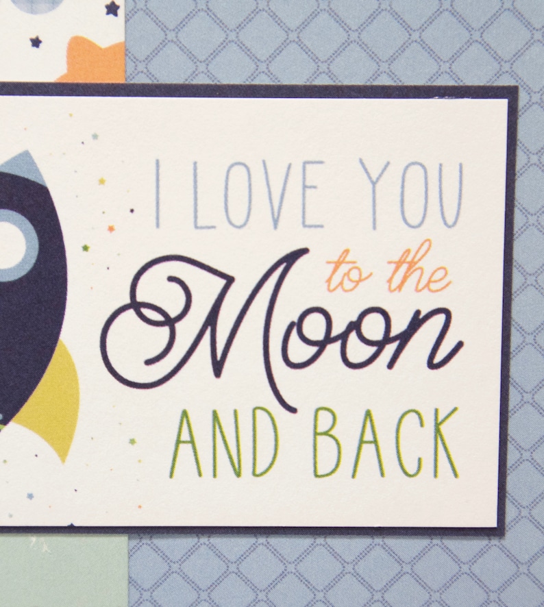 To the Moon and Back Baby Shower Card To the Moon & Back Love Baby Card Rocket Baby Card Handmade Baby Card image 6