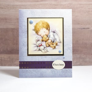 Baby Shower Card Boy- Baby Boy Card- Boy Card- Welcome Baby Card- It&#39;s a Boy- Handmade Baby Card