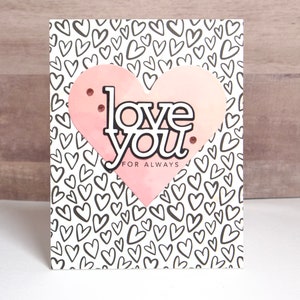 Love Card- Valentine&#39;s Card- Hearts Day Card- Handmade Love Card