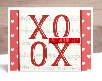 Valentine Card- XOXO Card- Valentine for Boyfriend- Valentine for Him- Handmade Valentine- Happy Valentine's Day