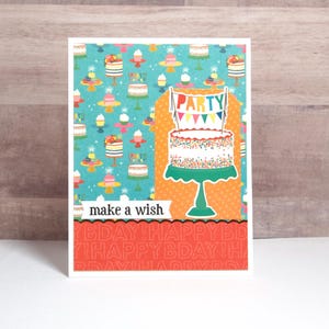 Birthday Cake Card- Birthday Card- Make a Wish Card- Cards for Birthday- Handmade Birthday Card