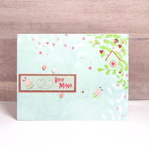 Kids Valentine Card- Valentine Cards- Bee Mine Card- Bee Valentine Card- Handmade Valentine