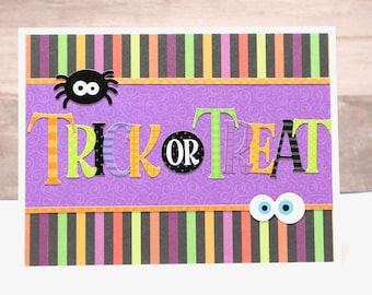 Handmade Trick or Treat Halloween Card – Spider and Eyes
