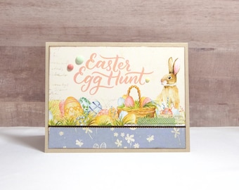 Handmade Easter Card: Bunny & Egg Hunt