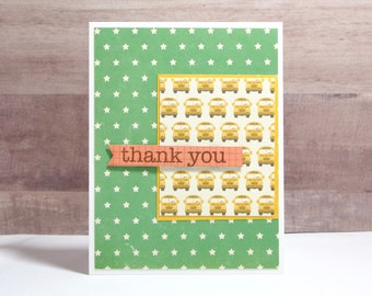 Handmade School Bus Thank You Card for Teacher or Driver