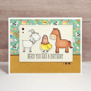 Farm Themed Birthday Card- Punny Birthday Card- Farm Animal Birthday Card- Handmade Birthday Card
