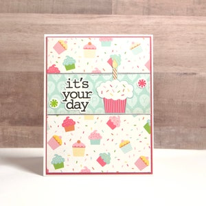 Cupcake Birthday Card- Birthday Cards- Cute Birthday Card- Handmade Birthday Card