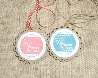 Handmade Easter Basket Tags – Scalloped Cardstock, Easter Blessings, Set of 6
