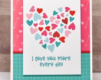 Heart Day Card- Hearts Card- Valentine's Day Card- Love Card- Handmade Valentine Card