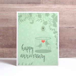 Happy Anniversary Card- Cards With Birds- Anniversary Card for Husband- Anniversary Card for Wife- Handmade Anniversary Card