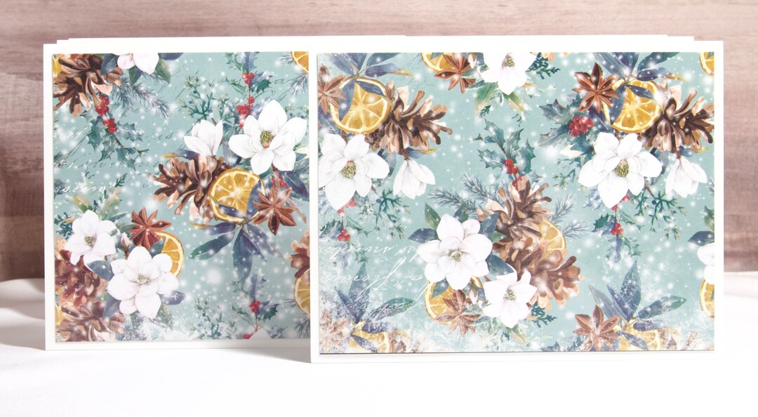 Handmade Christmas Floral Note Cards - Set of 6 - Etsy