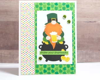 Handmade St Patricks Day Card: Leprechaun Gnome Shamrock