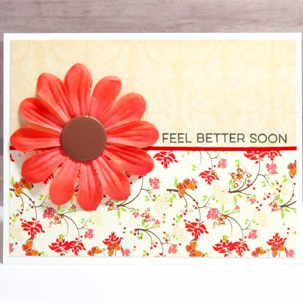 Feel Better Soon Card- Get Well Card- Get Well Card for Her- Cards for Friends- Handmade Get Well Soon Card