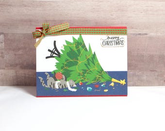 Funny Kitten Christmas Card – Handmade Holiday Mess