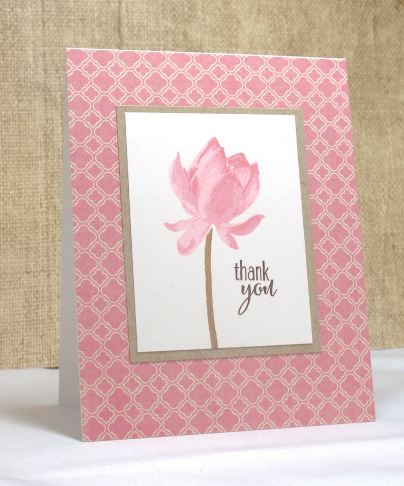 Feminine Thank You Card Pink Rose Thank You Card Thank You Cards-Thank You Note Card