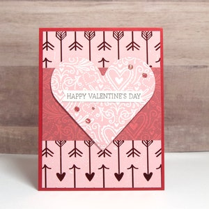 Valentine&#39;s Day Card- Happy Valentine&#39;s Day- Heart Card- Handmade Valentine Card