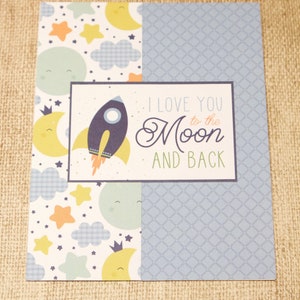 To the Moon and Back Baby Shower Card To the Moon & Back Love Baby Card Rocket Baby Card Handmade Baby Card image 8