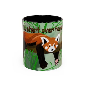 Cute Red Panda Mug, 11 oz, Colorful Animal Coffee Cup, Funny Quote Tea Mug, Gift for Procrastinators, Positive Vibes Drinkware, Motivational