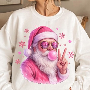 Santa Christmas Blowing Bubble PNG, Funny Santa With Sunglasses Xmas, Vintage Merry Christmas PNG, Holiday Sublimation Digital Christmas Png