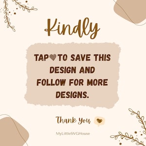 K&ouml;nnte beinhalten: Ein digitales Design mit dem Wort "Kindly" in brauner Schrift. Der Text "TAP TO SAVE THIS DESIGN AND FOLLOW FOR MORE DESIGNS" ist in dunkler brauner Schrift auf beigem Hintergrund. Die Worte "Thank you" sind ebenfalls enthalten.