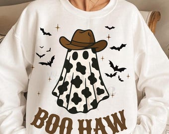 Boo Haw PNG, Fantasma Vaquero de Halloween SVG, Vaquera de Halloween PNG, Hola, Camisa de Halloween Png, Fantasma Boo PNG, Boo Haw Svg, Fantasma Lindo Png