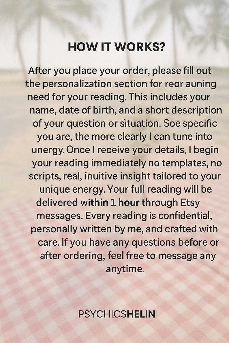 This visual demonstrates a same hour psychic reading online service where Helin provides accurate reading messages and psychic predictions. With over a decade of experience, her psychic medium readings focus on love reading, career reading, and general psychic spiritual guidance. Each digital file offers custom soulmate insight, fast psychic reading access, and honest reading clarity, ensuring a high quality, deeply intuitive guide for those seeking answers.