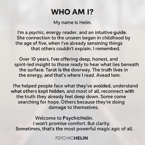A striking graphic promoting Helin’s psychic spiritual online service, where accurate reading clarity is delivered as a same hour psychic medium session. The digital file provides fast psychic reading access and detailed report insight into love reading, career reading, and general guidance. Each custom soulmate insight contains psychic predictions and honest reading truth, ensuring high quality, intuitive guidance and deep psychic love connections for clients worldwide.