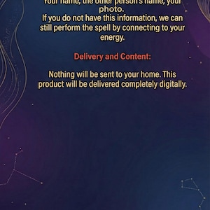 May include: Digital product advertisement on a dark blue and purple background with gold accents. Text includes details about a spell, requirements, and delivery information. The Lady Helin logo is at the bottom.