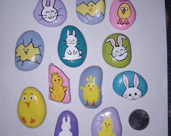 Painted Rocks Easter / Colorful / M&M