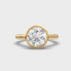 Anillo Estella de diamantes redondos en oro macizo: elegante anillo solitario, joyería clásica atemporal.
