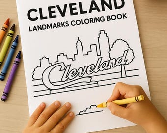 Cleveland Landmarks Coloring Book: Fun City Activity for Kids & Adults (PDF Downloadable 15-Page Book)