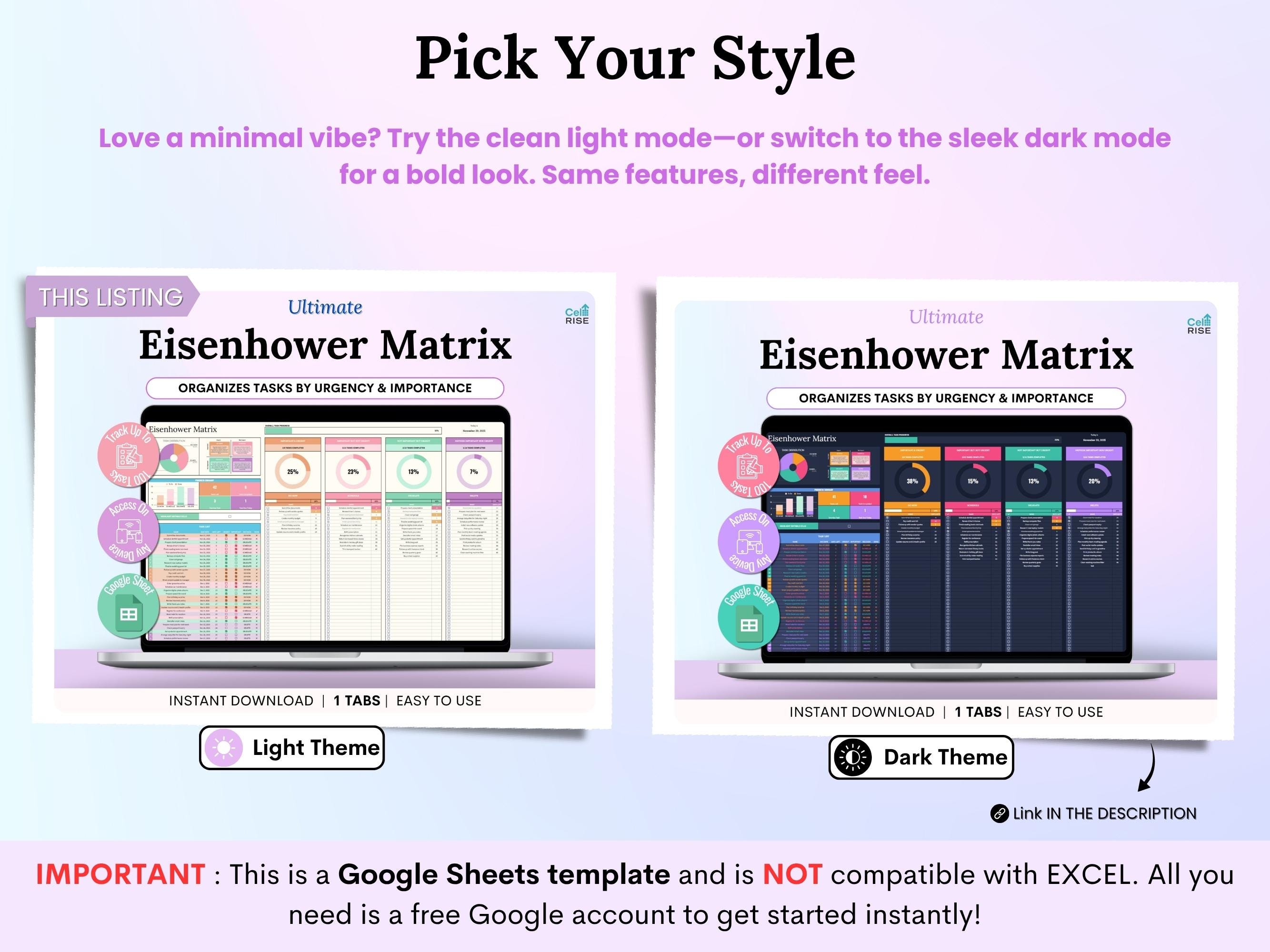 Eisenhower Matrix Spreadsheet Decision Matrix Google Sheets Task ...