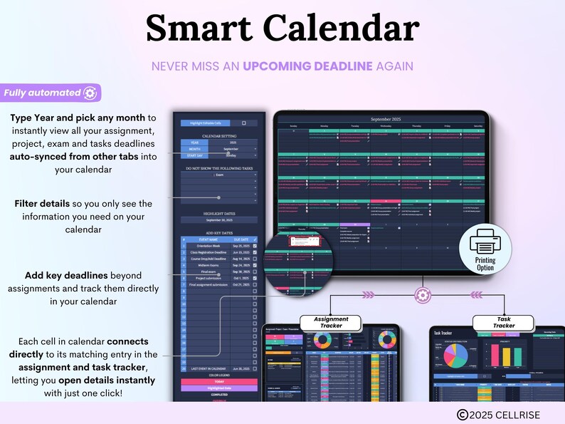 Assignment Tracker Spreadsheet Dark Mode Student Planner Google Sheets ...