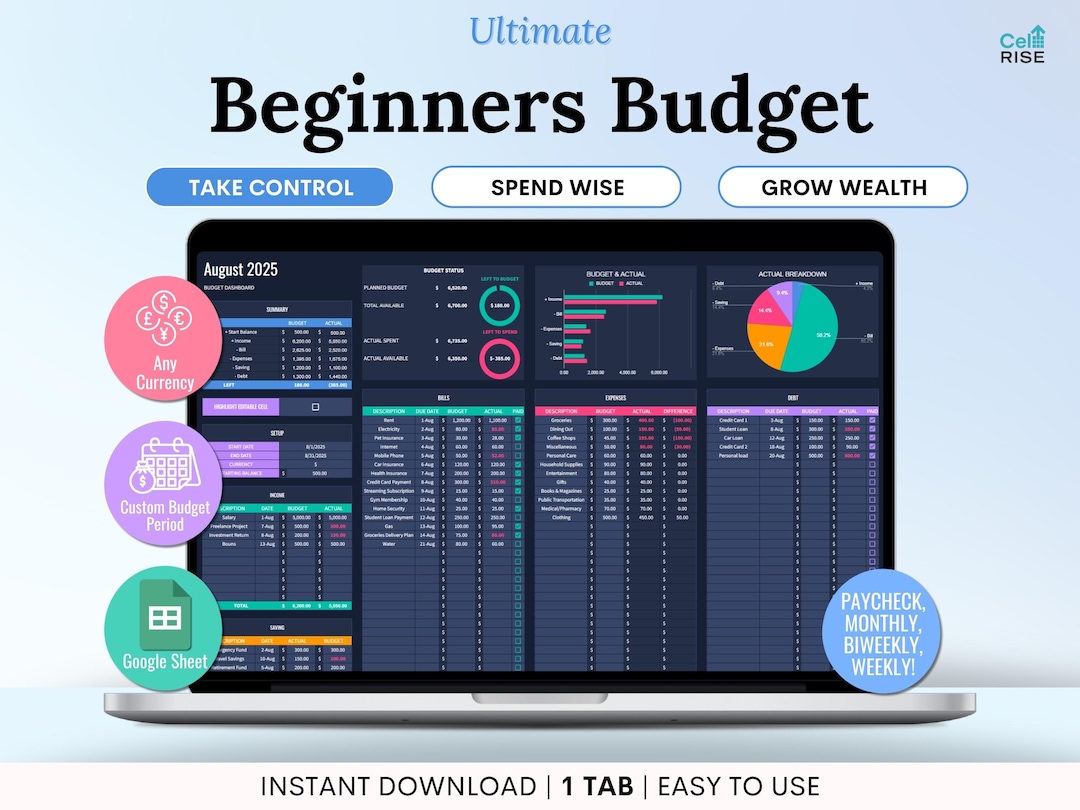 Budget Planner Google Sheet Dark Mode Monthly Budget Spreadsheet ...