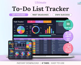 To Do List Google Sheets Dark Mode Task Tracker Spreadsheet Daily Weekly Task Tracker  To Do Checklist Monthly Calendar ADHD Digital Planner