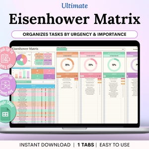 Matriz de Eisenhower, Hoja de cálculo, Matriz de decisiones, Hojas de cálculo de Google, Rastreador de prioridades de tareas, Matriz de urgencia e importancia, Planificador de productividad para TDAH