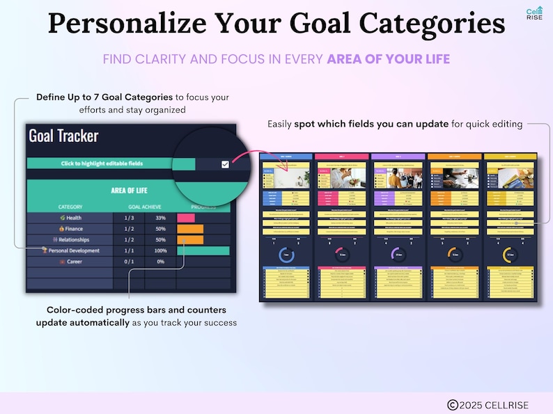 Goal Tracker Google Sheets Dark Mode Goal Planner Spreadsheet SMART New ...