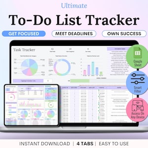 Att-göra-lista Google Sheets Uppgiftsspårare Kalkylblad Daglig Veckovis Uppgiftsspårare Att-göra-checklista Månadskalender ADHD Digital planerare
