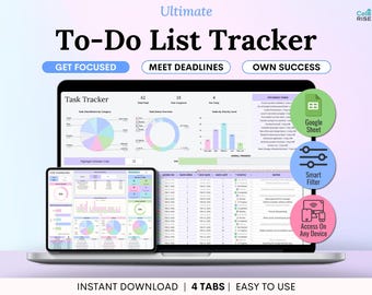 To Do List Google Sheets Task Tracker Spreadsheet Daily Weekly Task Tracker  To Do Checklist Monthly Calendar ADHD Digital Planner