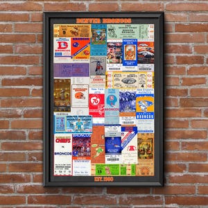 Denver Broncos Greatest Games Ticket Collage Art Print: Football Memorabilia (11x17 Unframed)