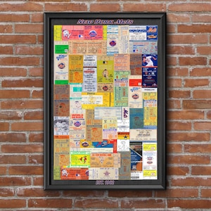 New York Mets Ticket Collage Art Print: Baseball History, Shea Stadium (11x17 Unframed)