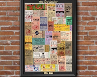 New York Yankees Greatest Games Ticket Collage Art Print: Baseball Memorabilia (11x17 Unframed)