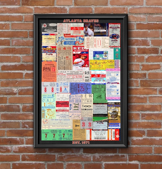 Atlanta Braves Greatest Games Ticket Collage Art Print: Baseball Memorabilia (11x17 Unframed)