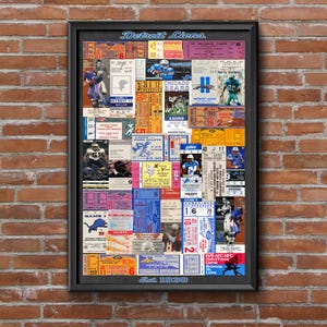 Detroit Lions Greatest Games Ticket Collage Art Print: Football Memorabilia (11x17 Unframed)