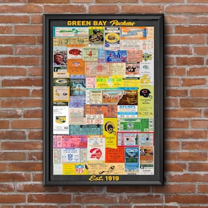 Green Bay Packers Greatest Games Ticket Collage Art Print: Football Memorabilia (11x17 Unframed)