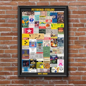 Pittsburgh Steelers Greatest Games Ticket Collage Art Print: Football Memorabilia (11x17 Unframed)