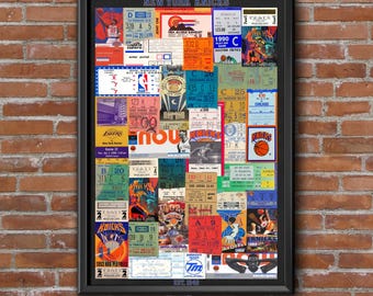 New York Knicks Greatest Games Ticket Collage Art Print: Basketball Memorabilia (11x17 Unframed)