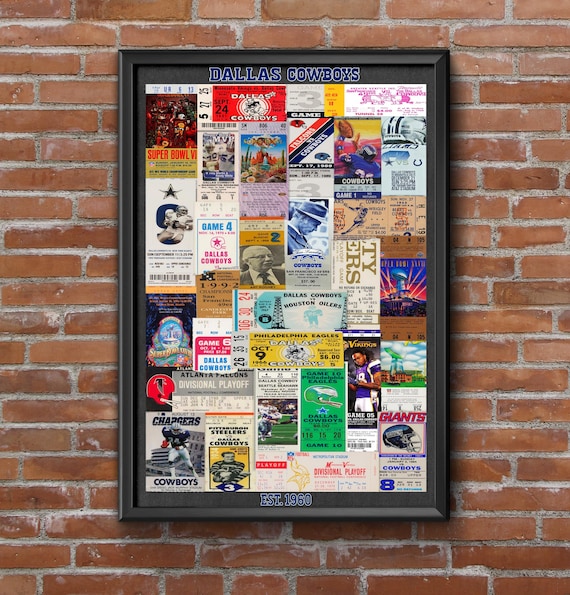 Dallas Cowboys Greatest Games Ticket Collage Art Print: Football Memorabilia (11x17 Unframed)