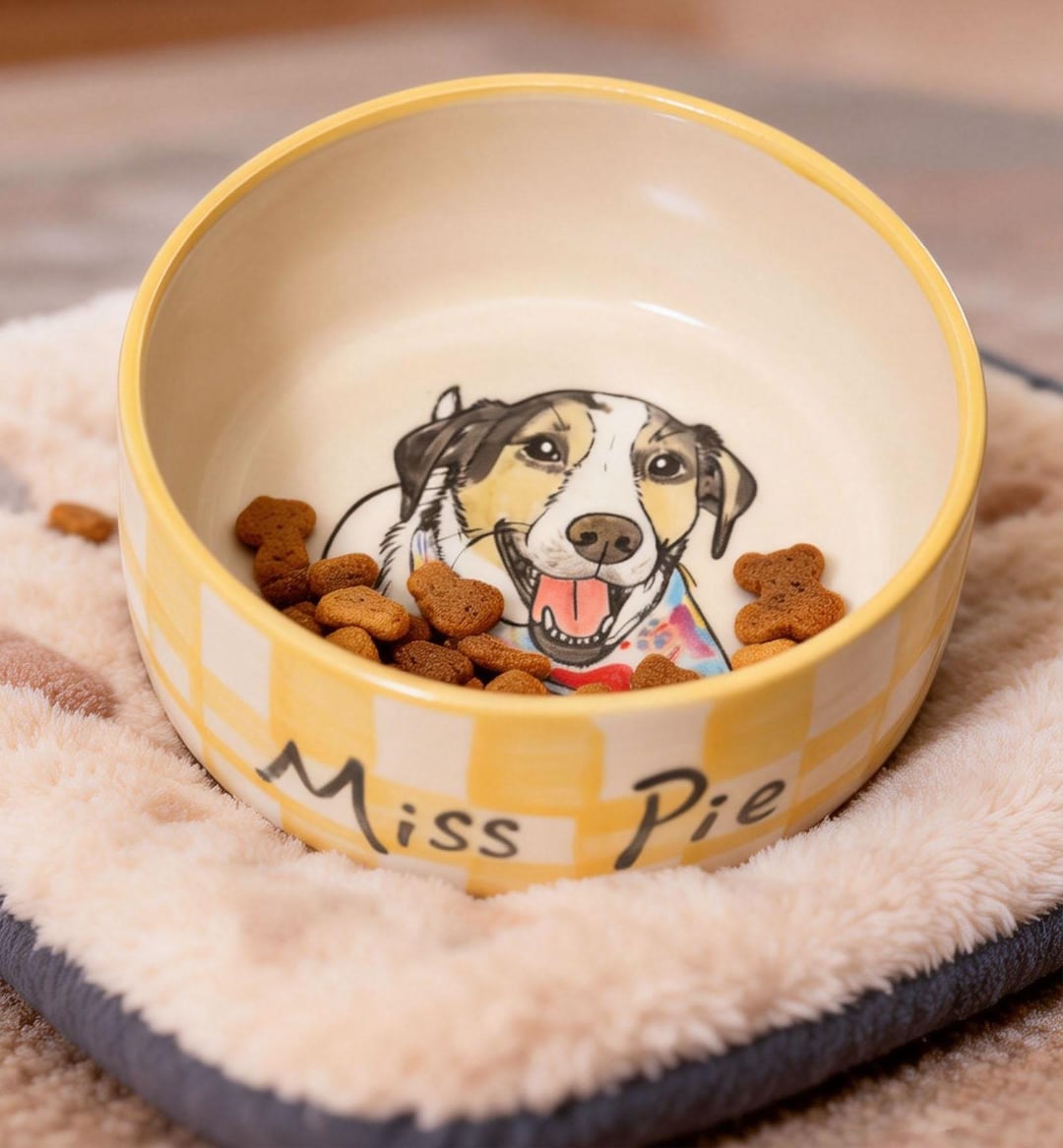 Hand-painted Pet Bowl, Personalized Ceramic Dog Food & Water Dish - Etsy