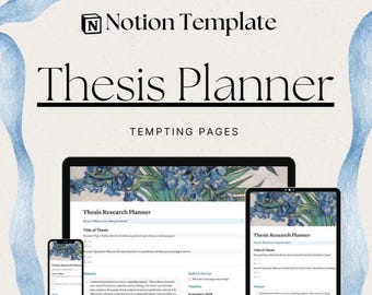Dissertation & Thesis Customizable Notion Planner: PhD Student Academic Template (Digital Download)